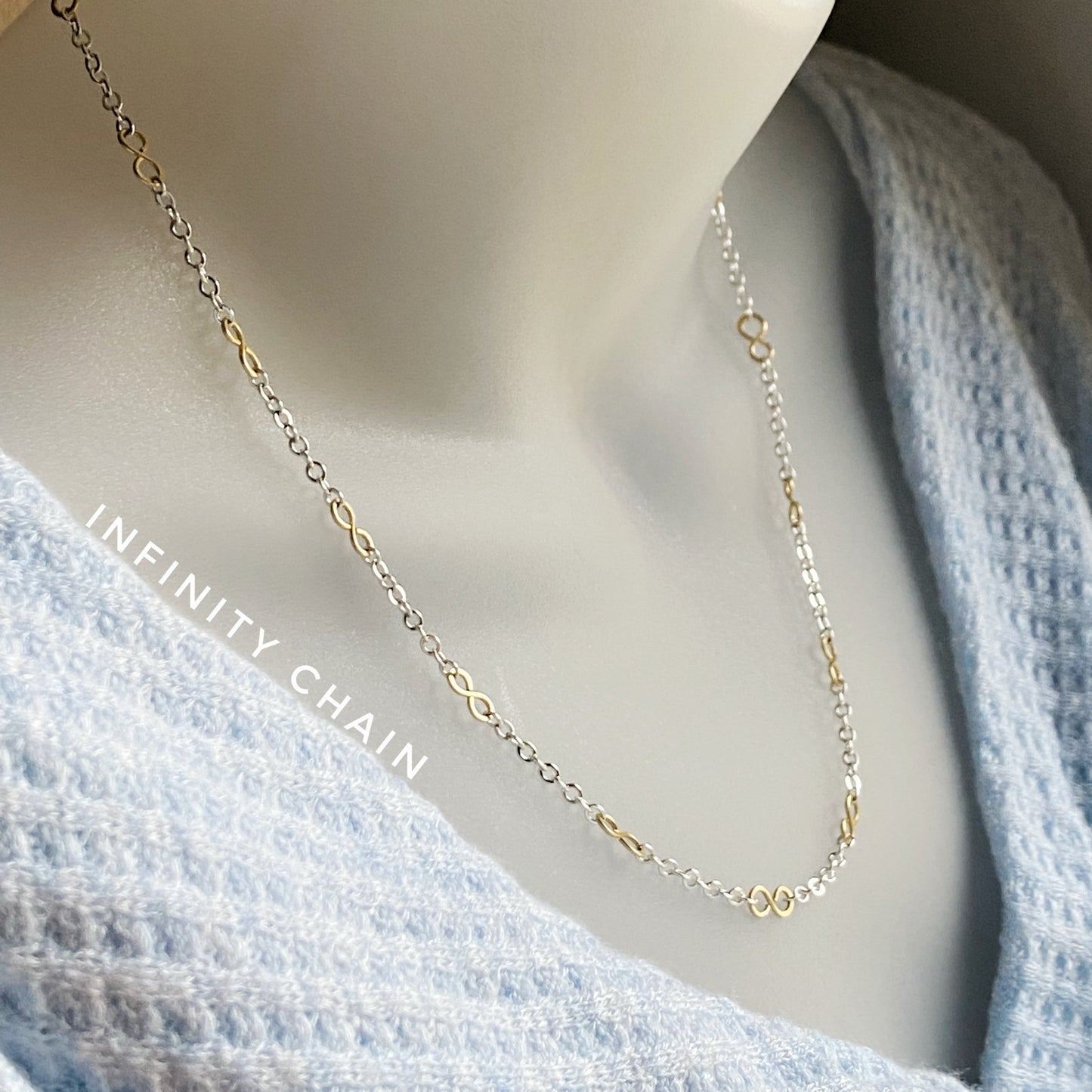 Infinity.  (silver links, gold chain)  The Celestial Collection
