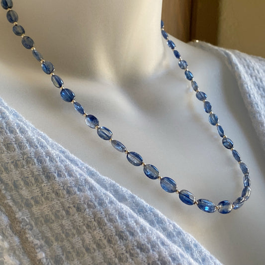Blue kyanite gemstone necklace