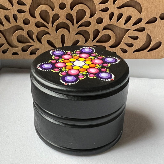 Mandala painted large circle box, Candy Store (215h)