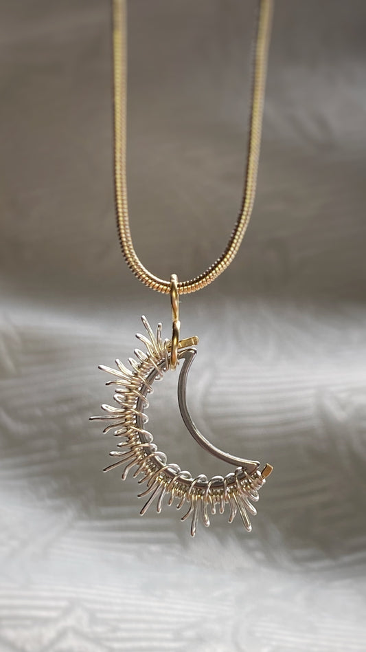 Crescent Necklace (snake chain).  The Celestial Collection.