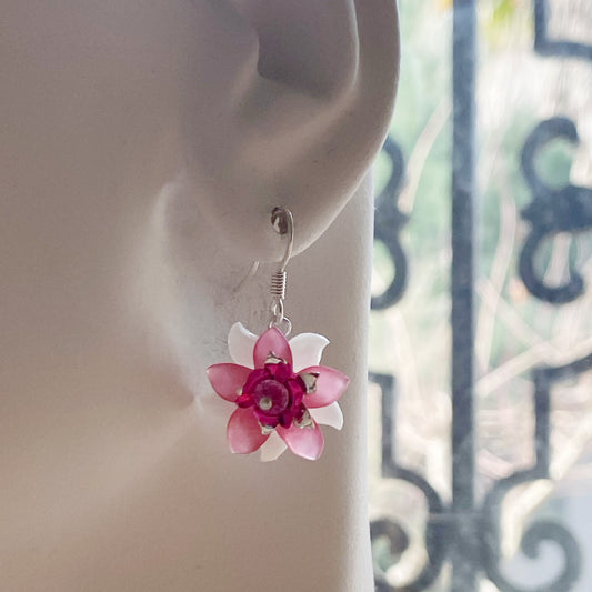 Clearance Pink layered flower earrings
