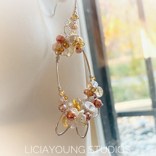 Golden autumn bouquet earrings