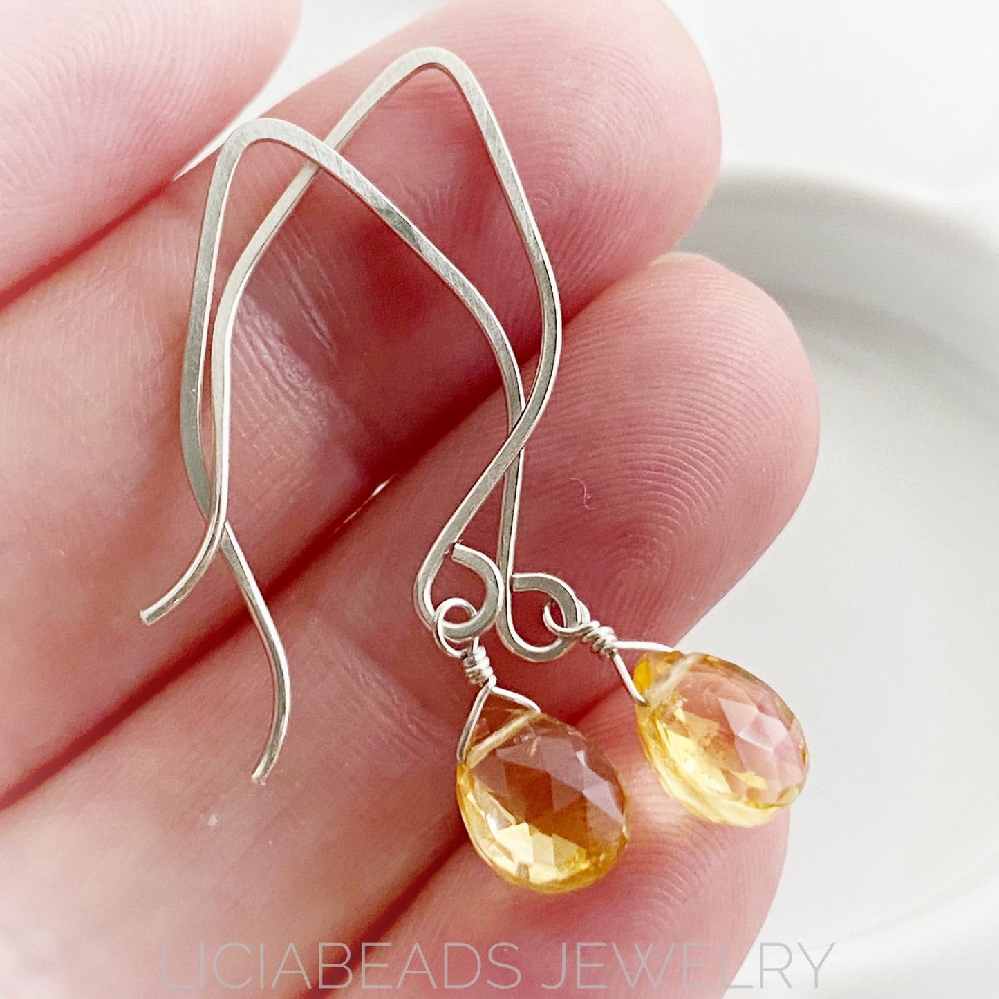 Citrine and sterling silver earrings