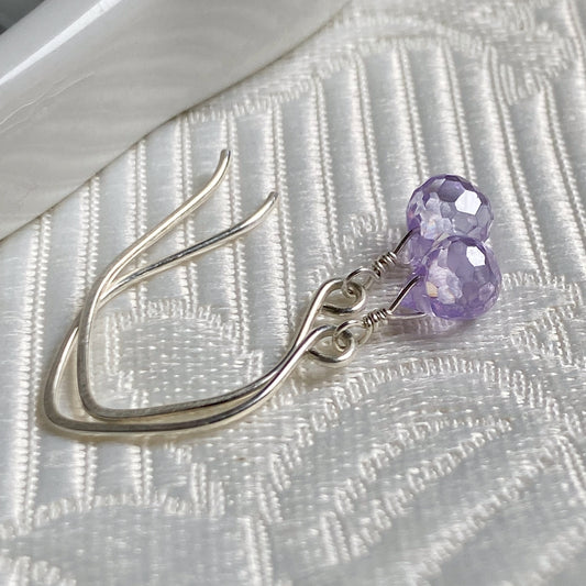 A little purple raindrop - sterling silver earrings