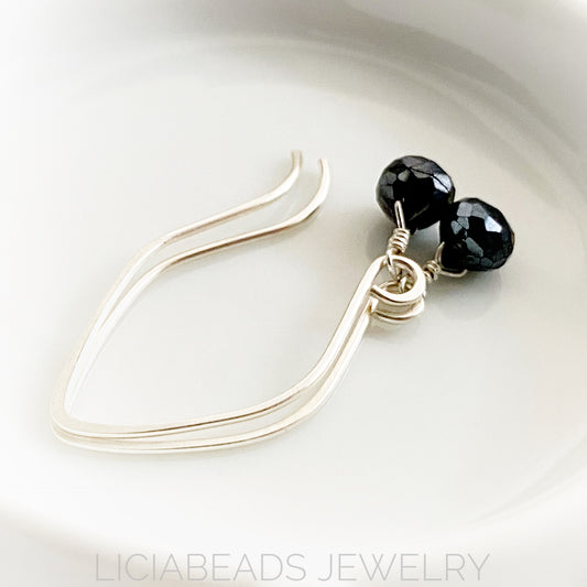 Mystic black spinel and sterling silver earrings