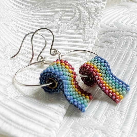 (made to order) Rainbow Toilet paper earrings on sterling or gold hooks