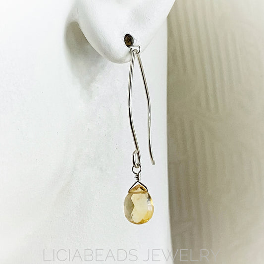 Citrine and sterling silver earrings