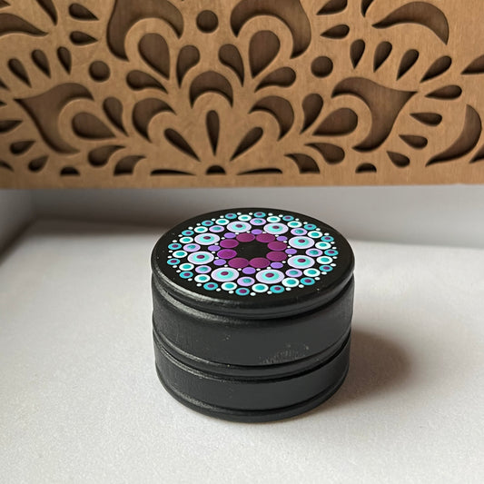 Mandala painted small circle box, melody (215c)