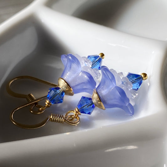 Clearance Blue Flower blossom earrings
